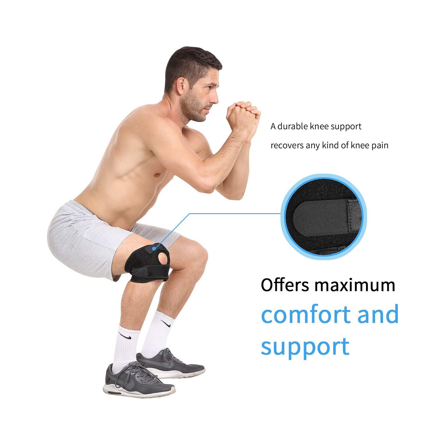 2 Strap Knee Brace Stabilizer Wrap Support Guard Patella Arthritis Adjustable