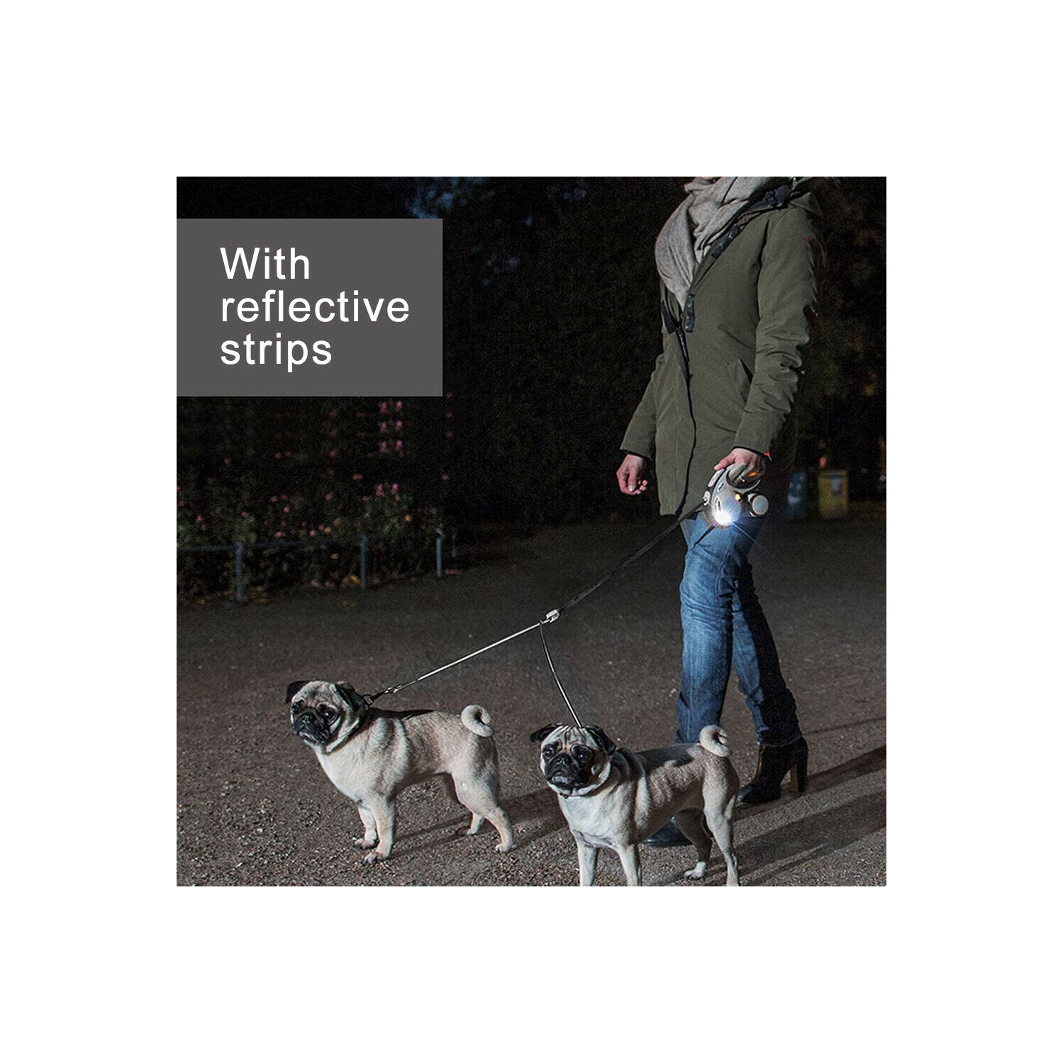 Répartiteur réfléchissant double à double mine et ajustable pour deux chiens