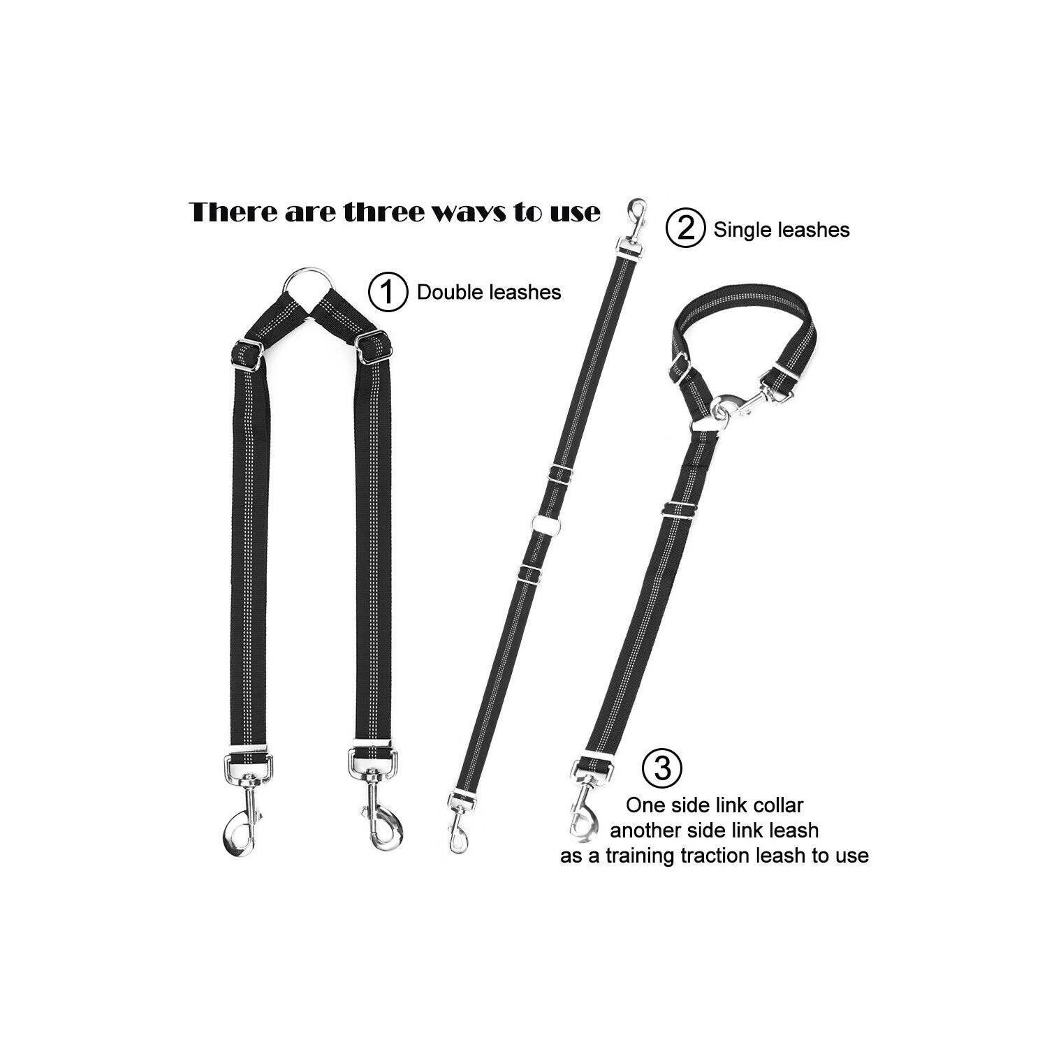 Répartiteur réfléchissant double à double mine et ajustable pour deux chiens