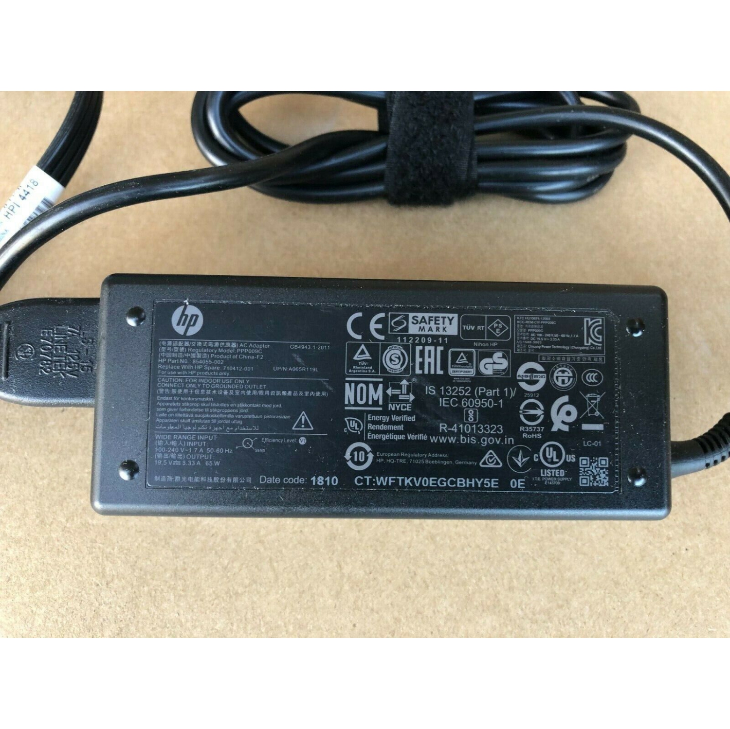 Refurbished Genuine Original HP 65W AC Adapter 854055-003/ 710412-001/753559-002/710412-001