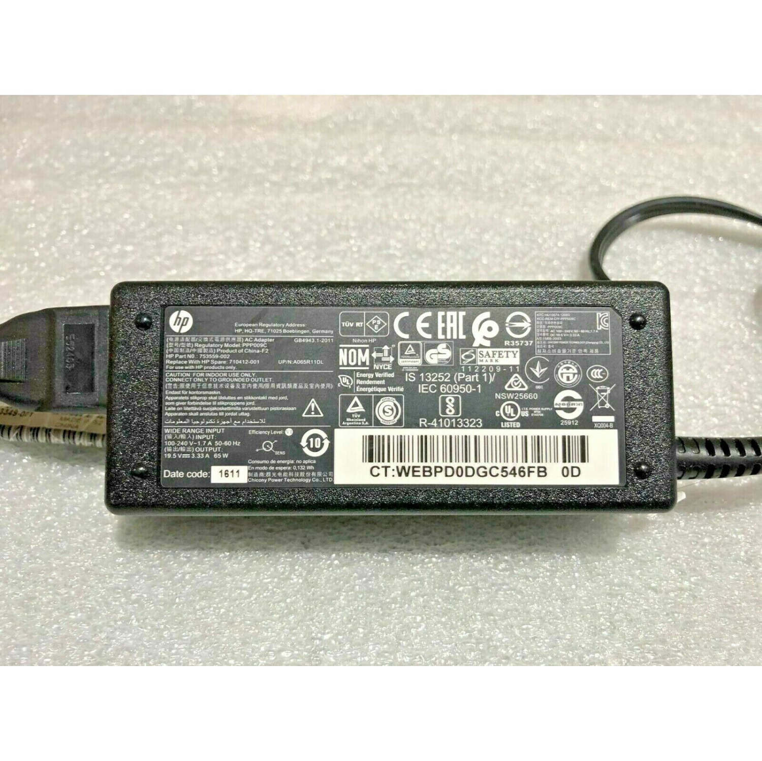 Refurbished Genuine Original HP 65W AC Adapter 854055-003/ 710412-001/753559-002/710412-001