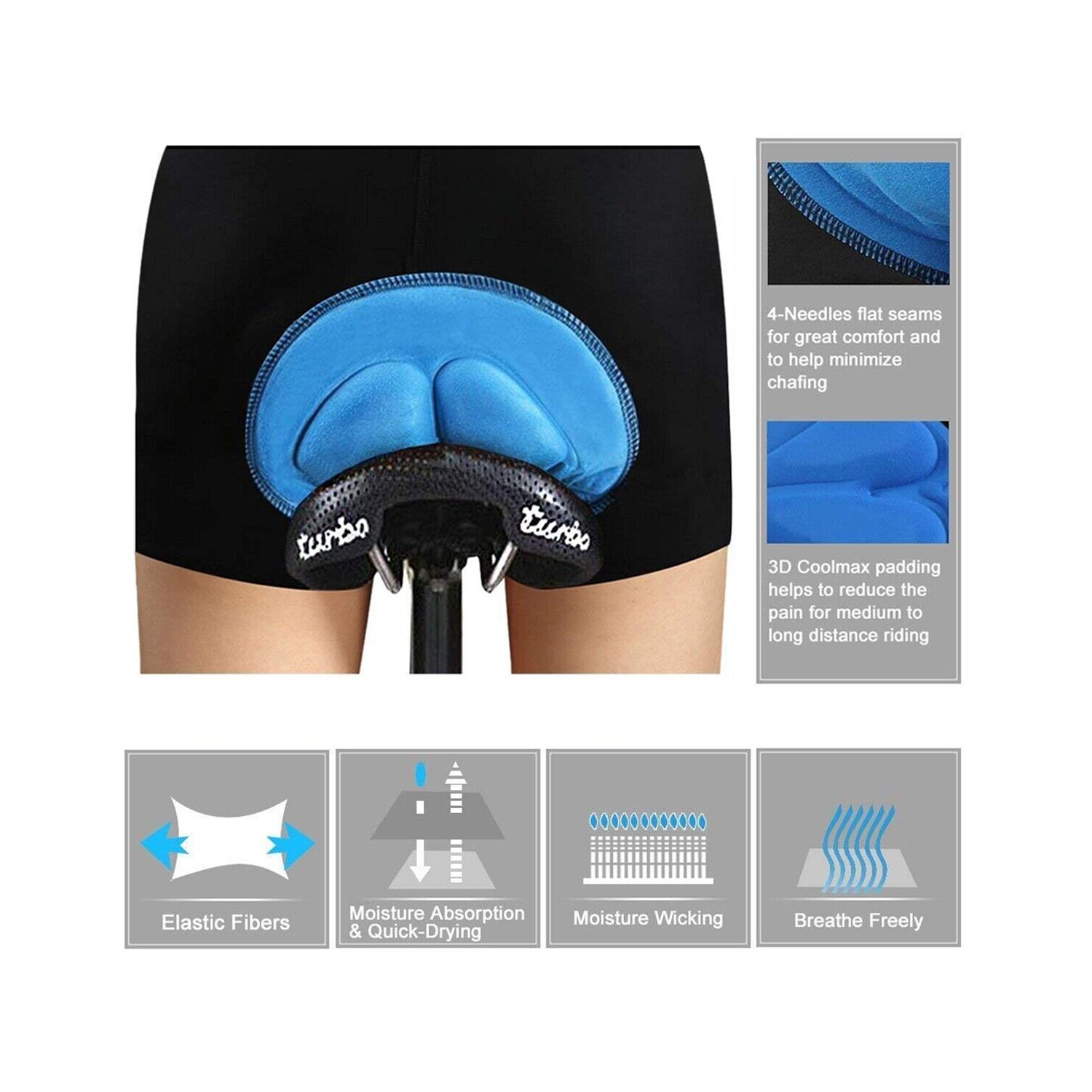 Shorts de vélo À SÉCHAGE rapide pour hommes sous-vêtements de vélo avec bourre en gel 3D CA