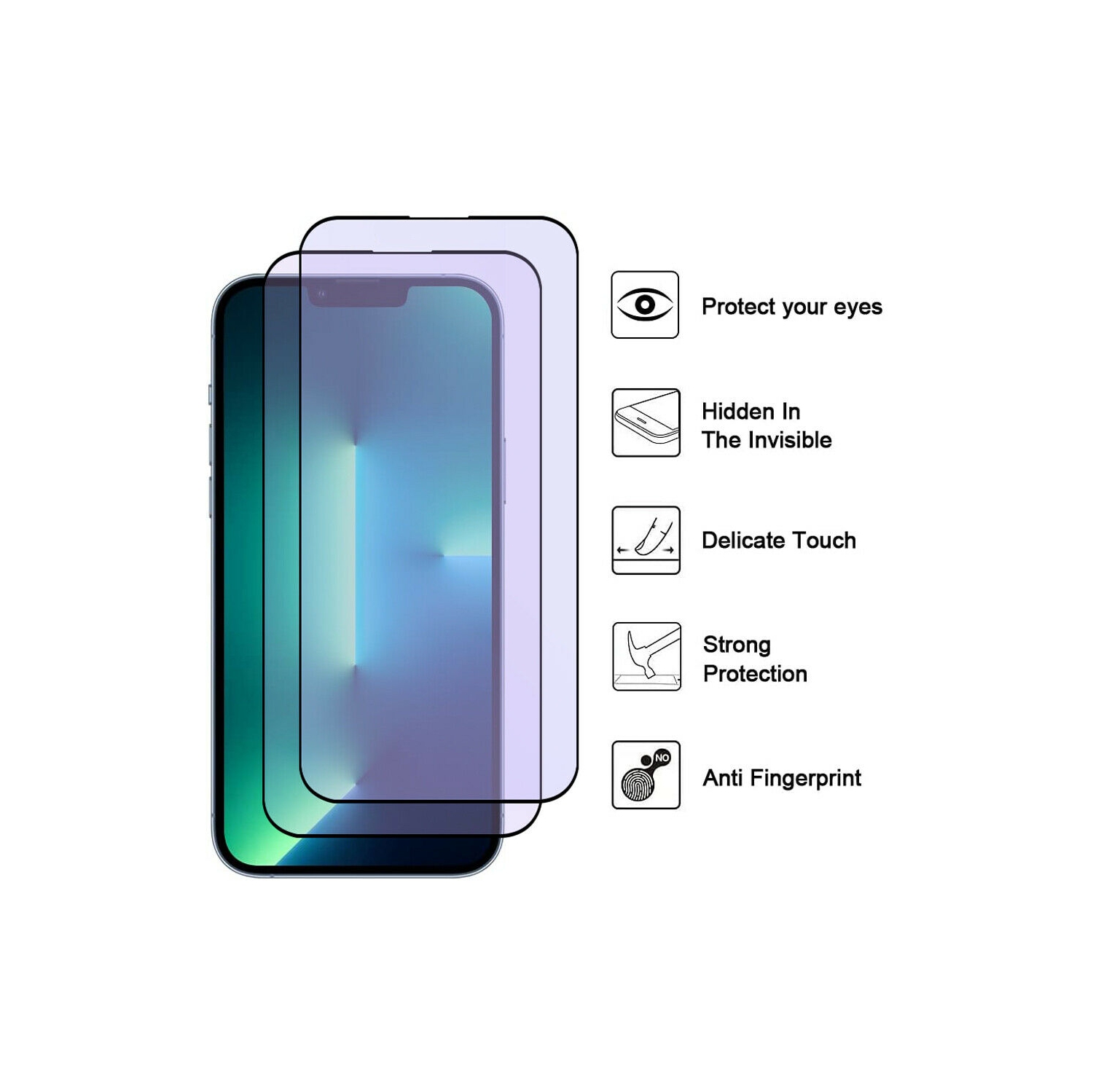 Étui portefeuille en cuir de luxe et 2 films anti-lumière bleue pour iPhone 13 Pro Max de 6.7 po