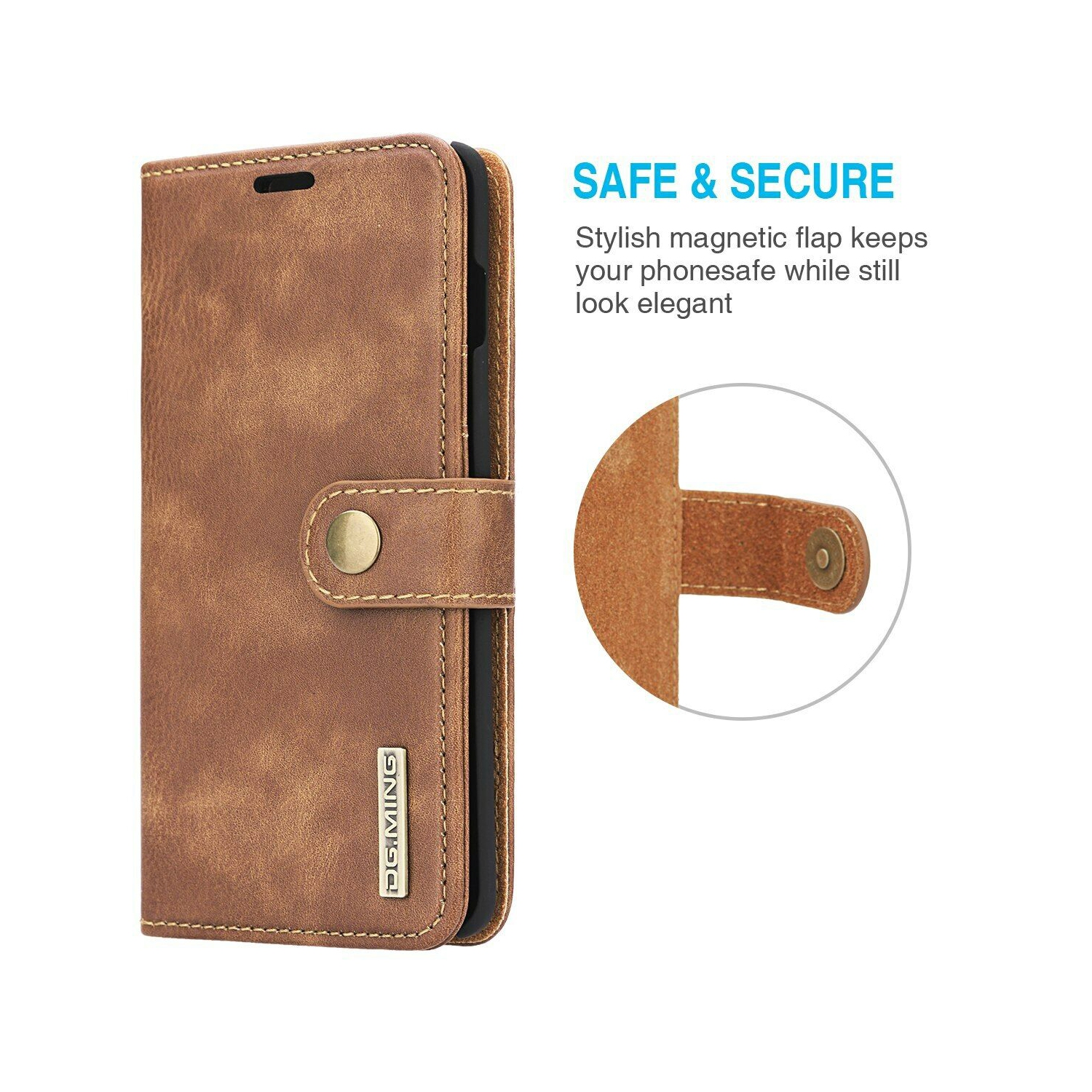 Étui portefeuille en cuir de luxe et 2 films anti-lumière bleue pour iPhone 13 Pro Max de 6.7 po