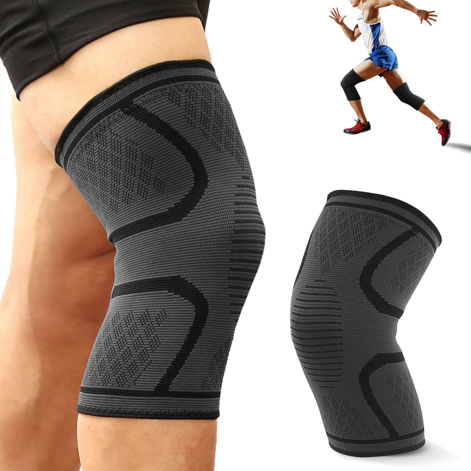 Support de compression perméable à l’air et antidérapant pour les genoux pour la course, l’arthrite, le ACL