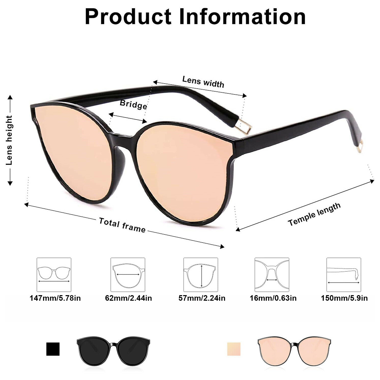 Women's Oversized Polarized Cat Eye Sunglasses Lightweight with HD Vison Lenses