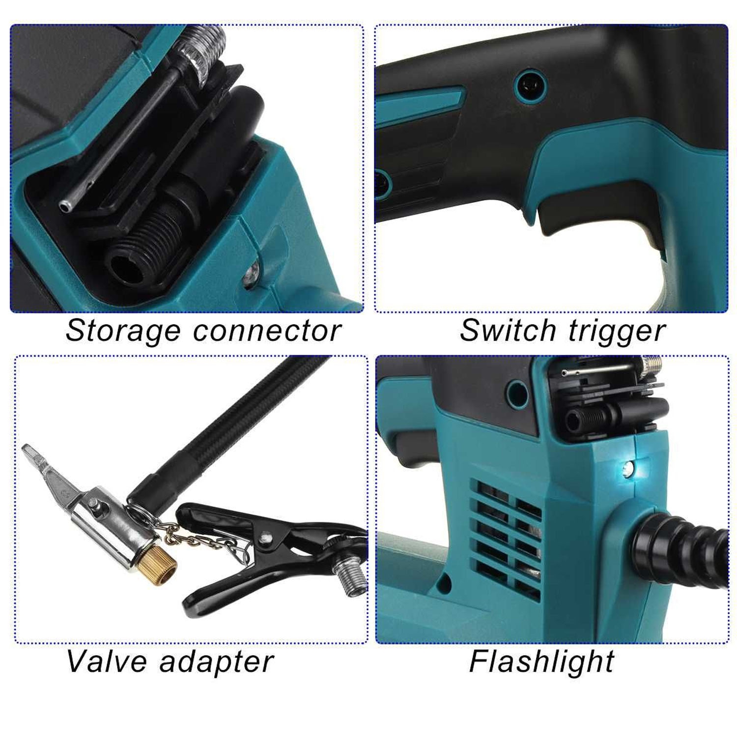 Adaptateur de pompe de compresseur d'air de voiture gonfleur de pneu 18V pompe de pneu de voiture sans fil avec batterie Li-ion Rechargeable