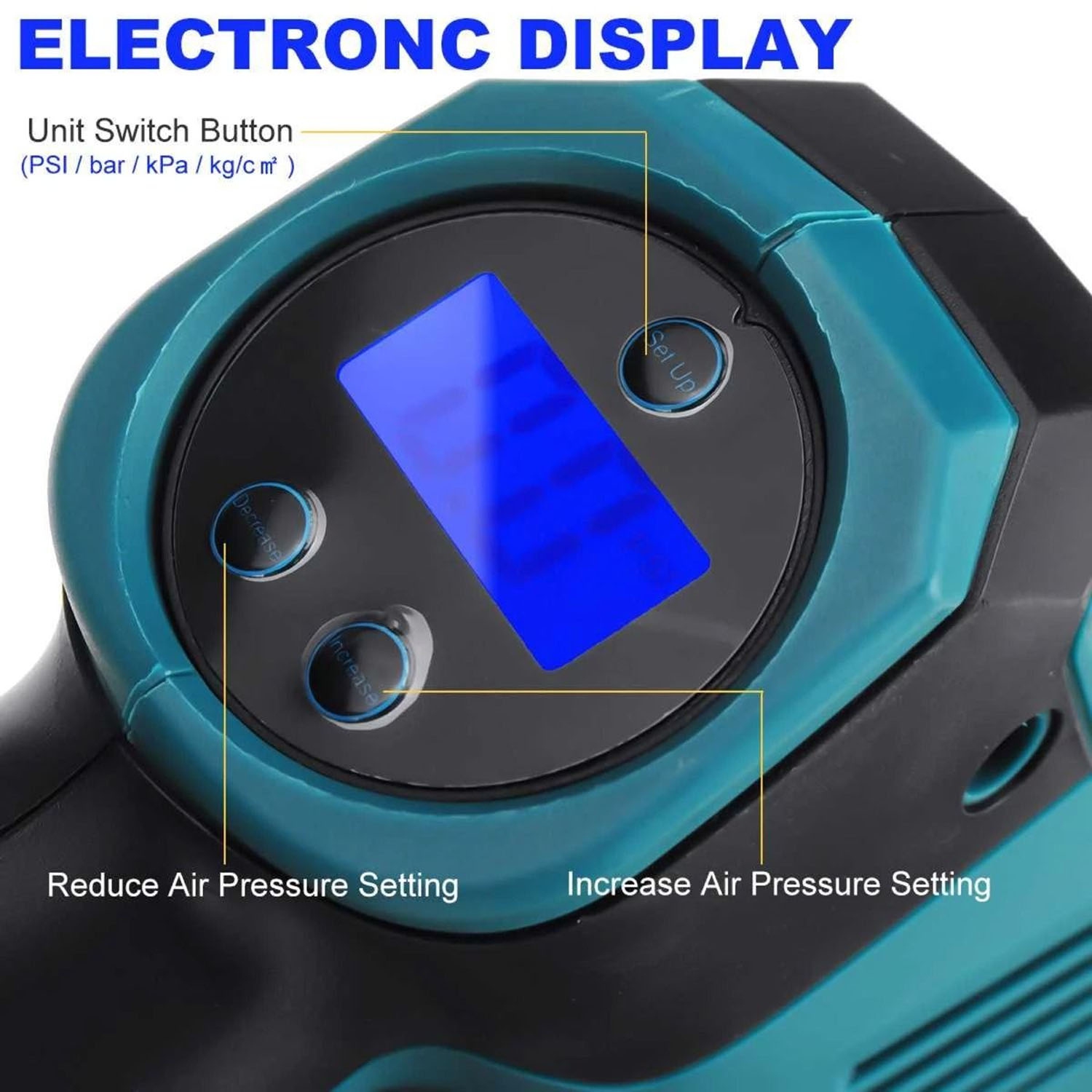 Adaptateur de pompe de compresseur d'air de voiture gonfleur de pneu 18V pompe de pneu de voiture sans fil avec batterie Li-ion Rechargeable