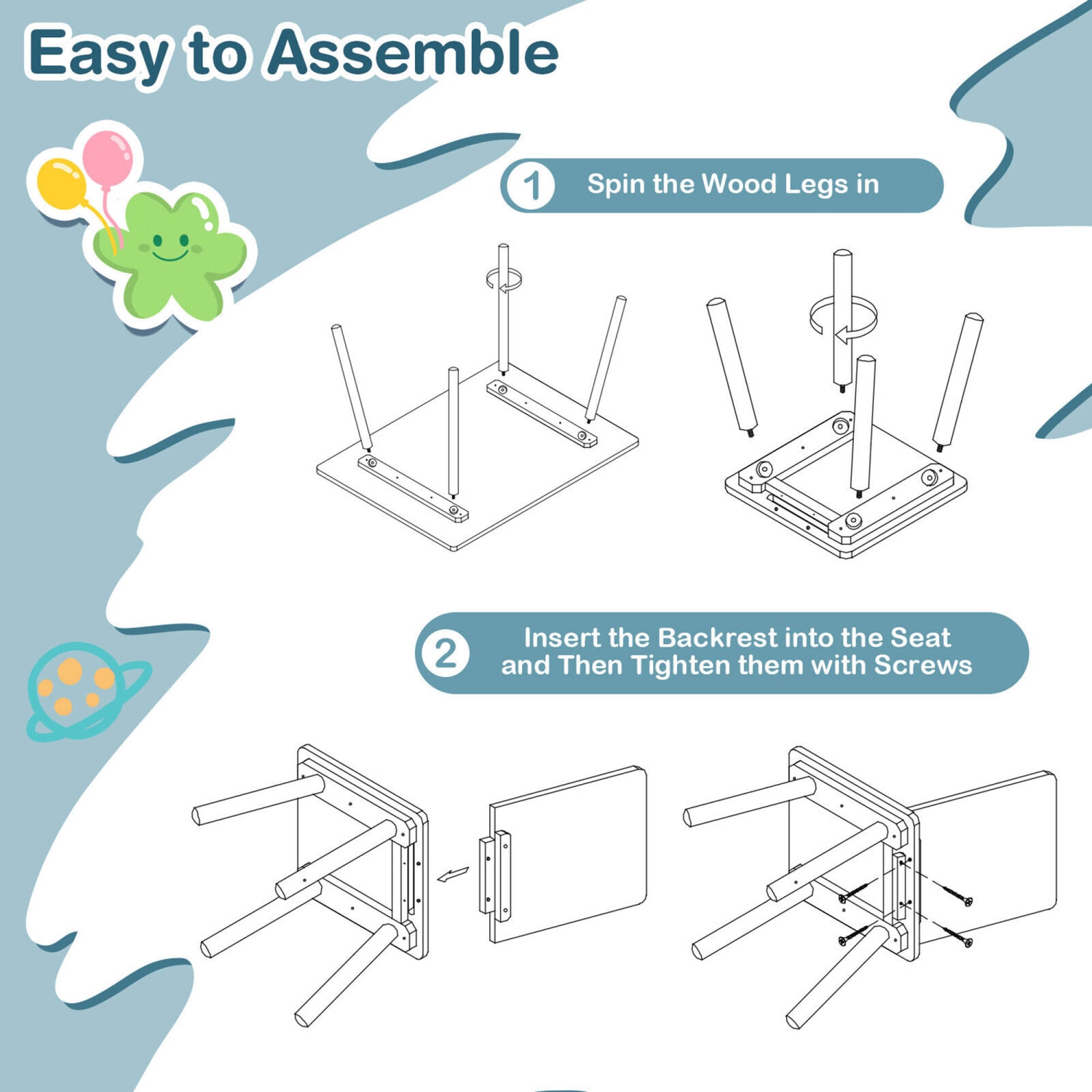 Gymax 5 Piece Kids Wooden Activity Table and 4 Chairs Play Set Gift w/ Building Blocks