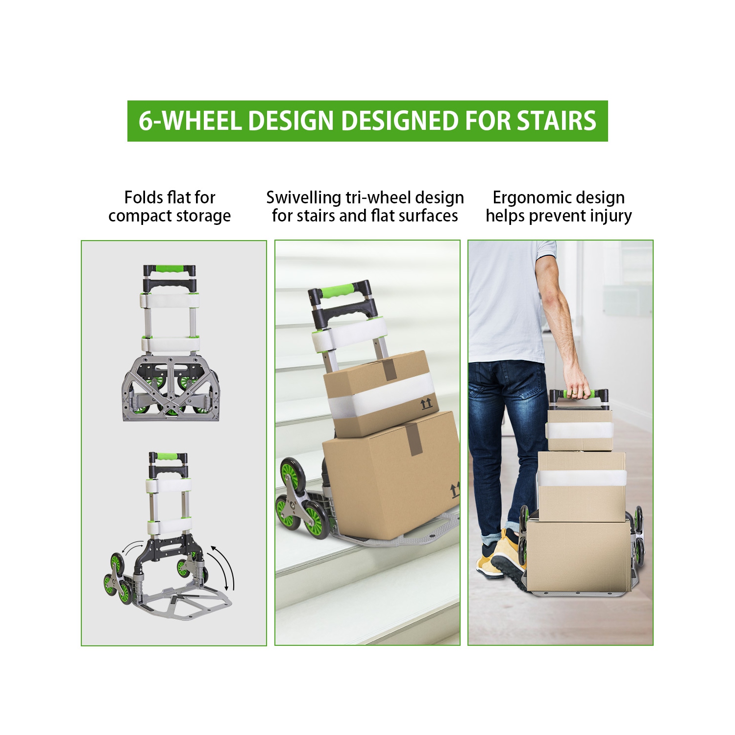 Chariot pliable à trois roues pour l’escalier de SmartKart