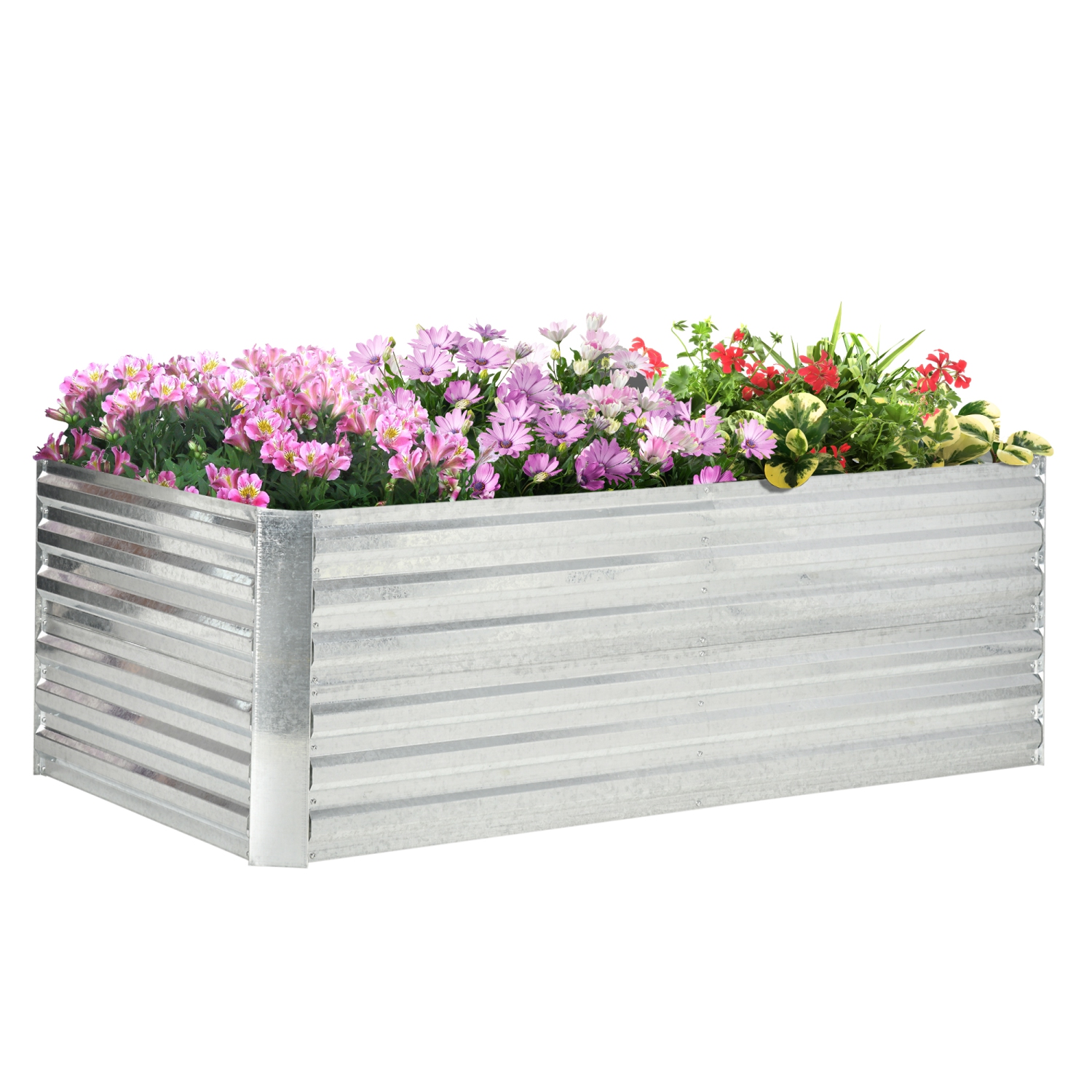 Outsunny Raised Garden Bed, 71'' x 35'' x 23'' Galvanized Steel Planters for Outdoor Plants with Multi-reinforced Rods for Vegetables, Flowers and Herbs, Silver