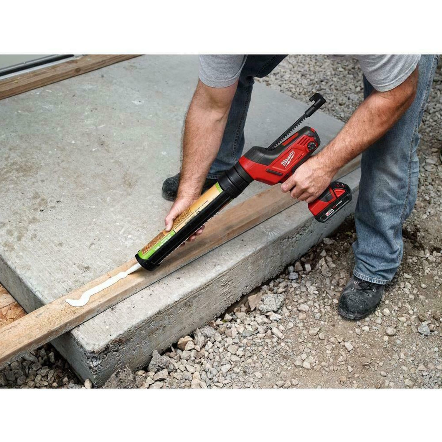 Cordless Caulking Gun, 20V Electric Caulk Adhesive Gun, w/2.0Ah Li-Battery Charger Caulking Tools for Filling, Sealing