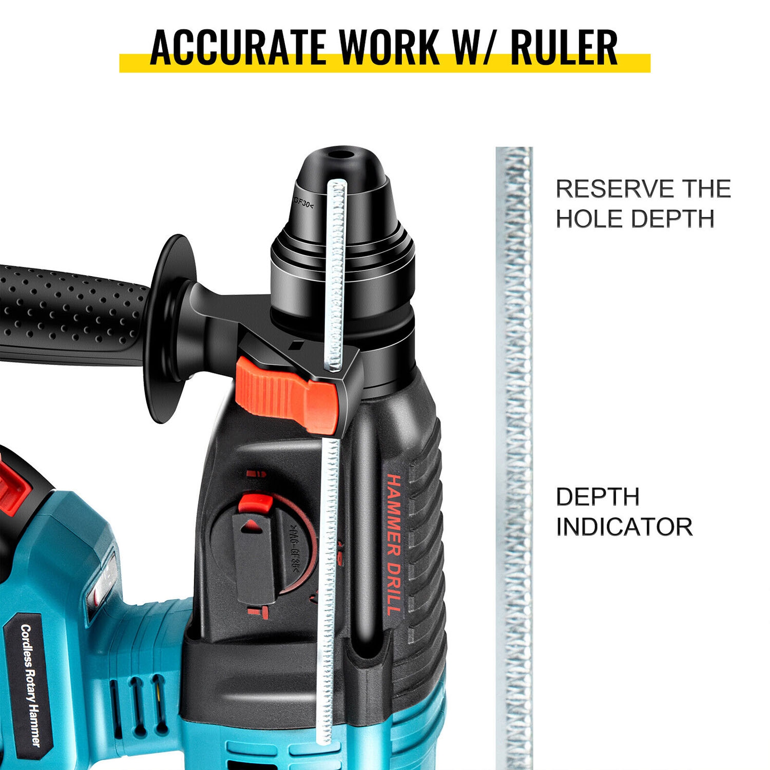 1-1/4 Inch SDS-Plus 13 Amp Heavy Duty Rotary Hammer Drill With Vibration  Control And Safety Clutch,32mm For Concrete Including 5 Drill Bits,Point