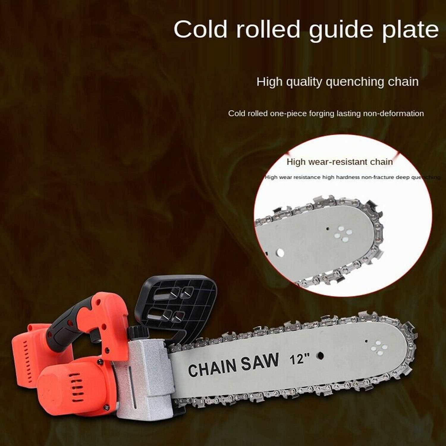 Scie à chaîne sans fil : Puissante et portative pour le travail dans la cour, coupez du bois sans effort avec cette puissante scie à chaîne sans
