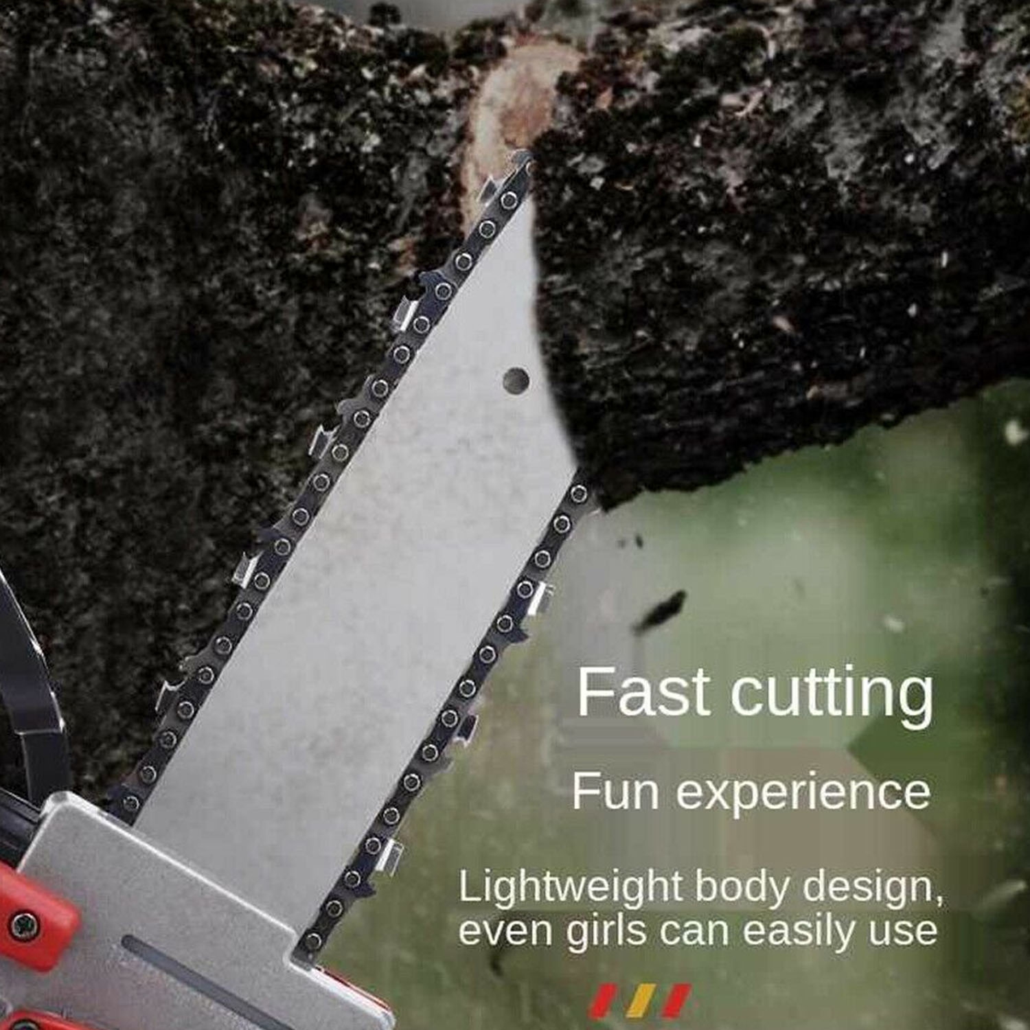 Scie à chaîne sans fil : Puissante et portative pour le travail dans la cour, coupez du bois sans effort avec cette puissante scie à chaîne sans