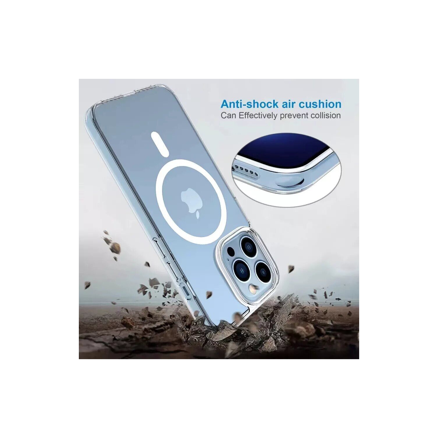 Fitted Hard Shell Case with MagSafe for iPhone 14 Clear Case Silicone MagSafe Charging Back Cover Clear