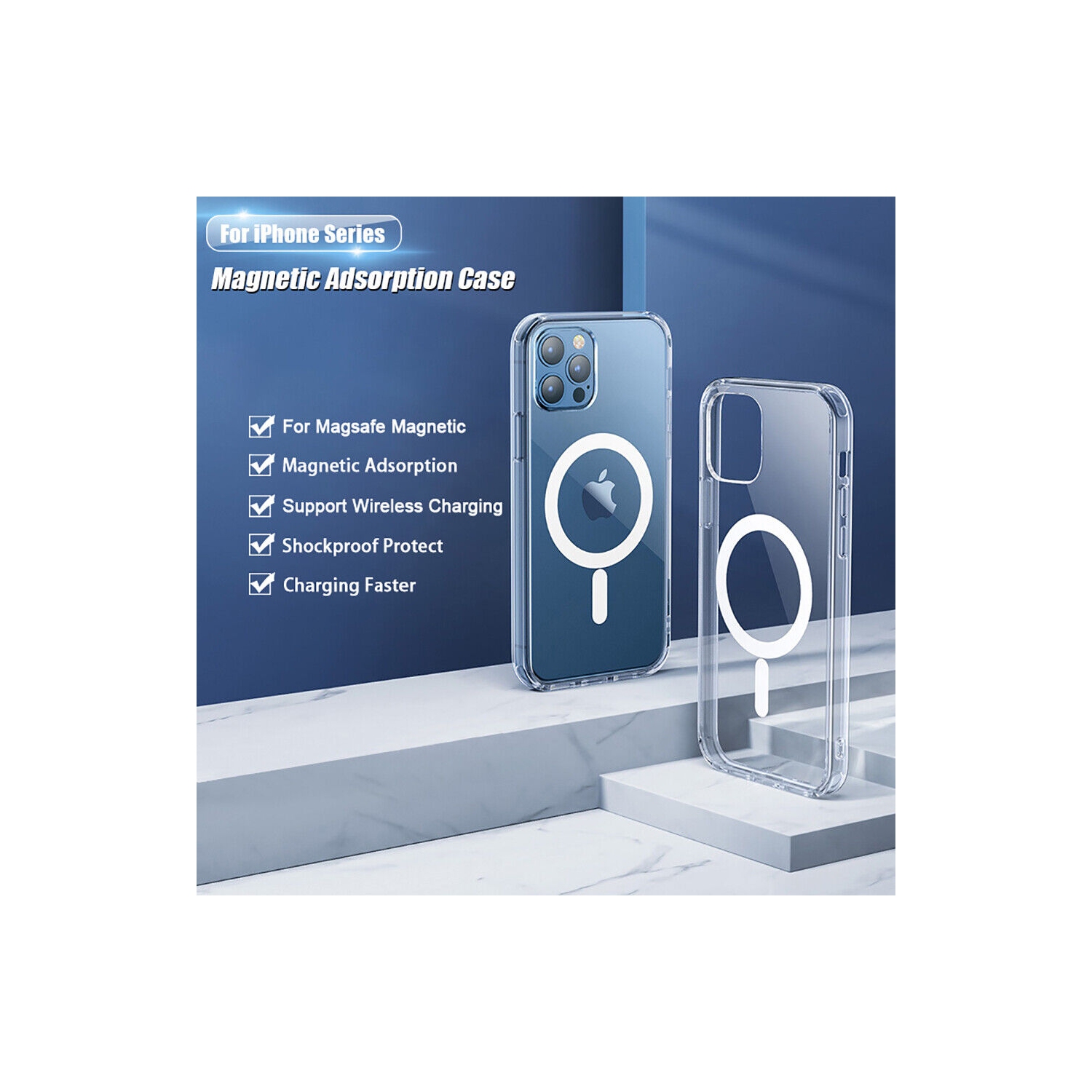 Fitted Hard Shell Case with MagSafe for iPhone 14 Clear Case Silicone MagSafe Charging Back Cover Clear