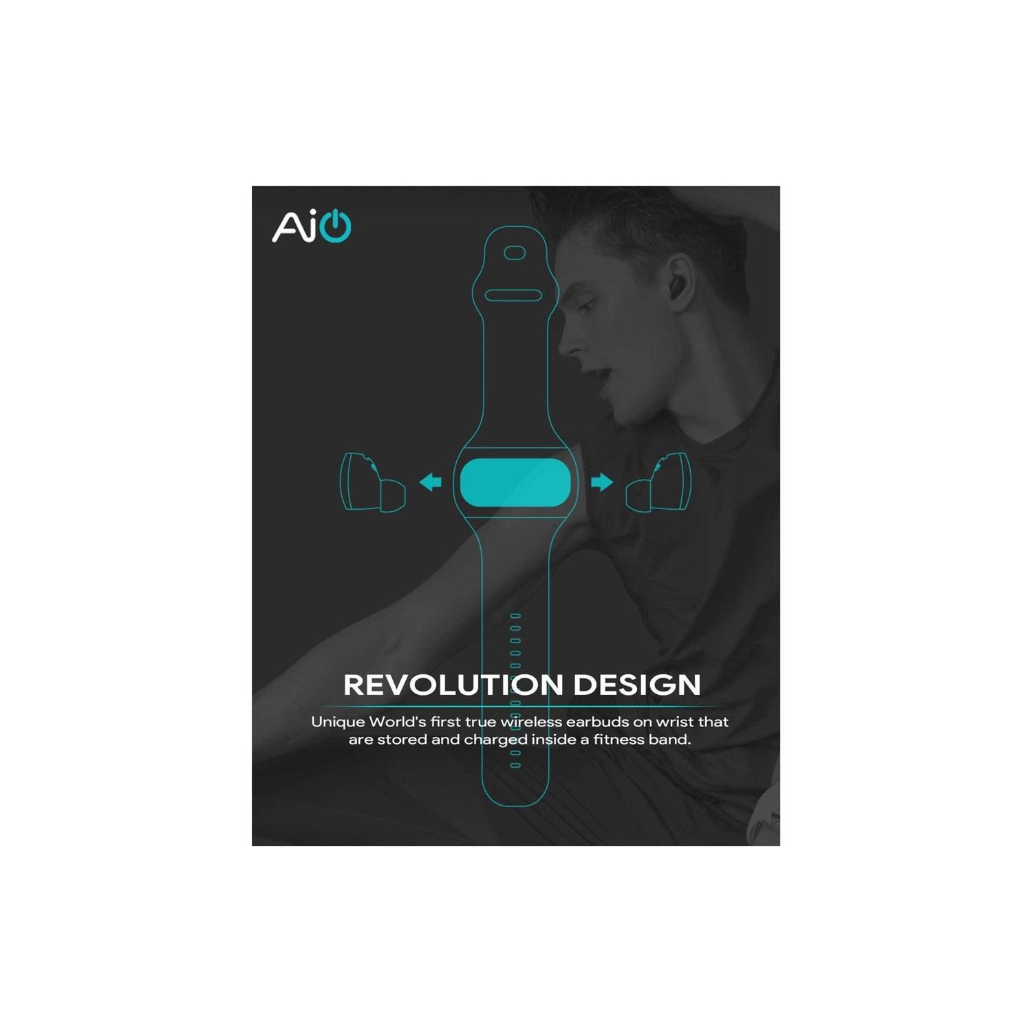 Écouteurs bouton Woukes par Aipower : Écouteurs bouton Hi-Fi sans fil autonomes ai-W20 chargés sur votre poignet