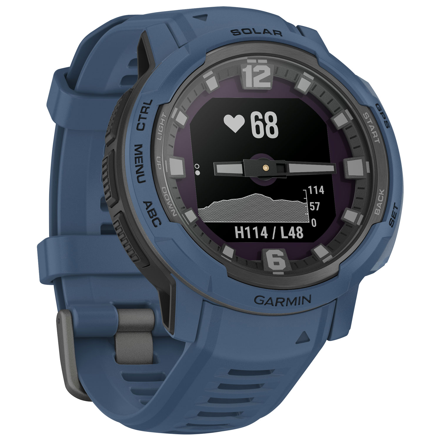 Montre intelligente multisport Bluetooth de 45 mm Instinct Crossover Solar de Garmin - Bleu profond