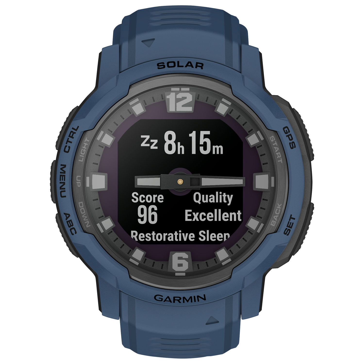 Montre intelligente multisport Bluetooth de 45 mm Instinct Crossover Solar de Garmin - Bleu profond