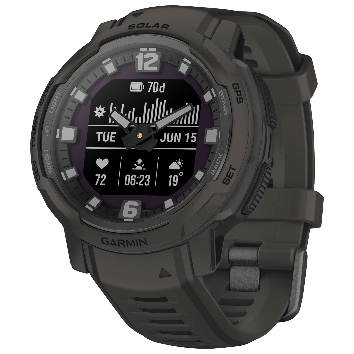 Garmin Instinct Crossover Solar 45mm GPS Watch with Heart Rate Monitor - Graphite