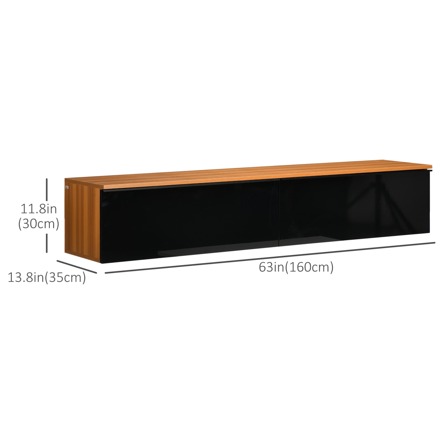 HOMCOM 63" Floating TV Stand, Modern Wall Mounted Media Console for TVs up to 70", Entertainment Center with Storage, High Gloss Effect, Brown and