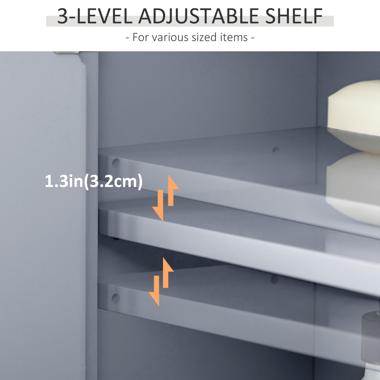 Armoire murale pour salle de bains HOMCOM, armoire à pharmacie, armoire de rangement pour toilettes avec tablette réglable et 2 portes pour couloir,