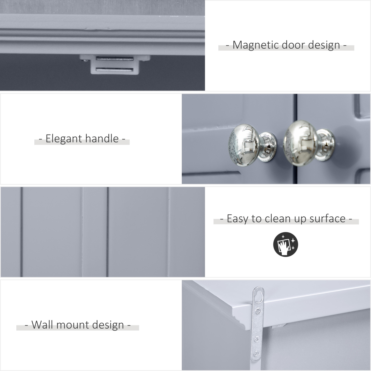 Armoire murale pour salle de bains HOMCOM, armoire à pharmacie, armoire de rangement pour toilettes avec tablette réglable et 2 portes pour couloir,