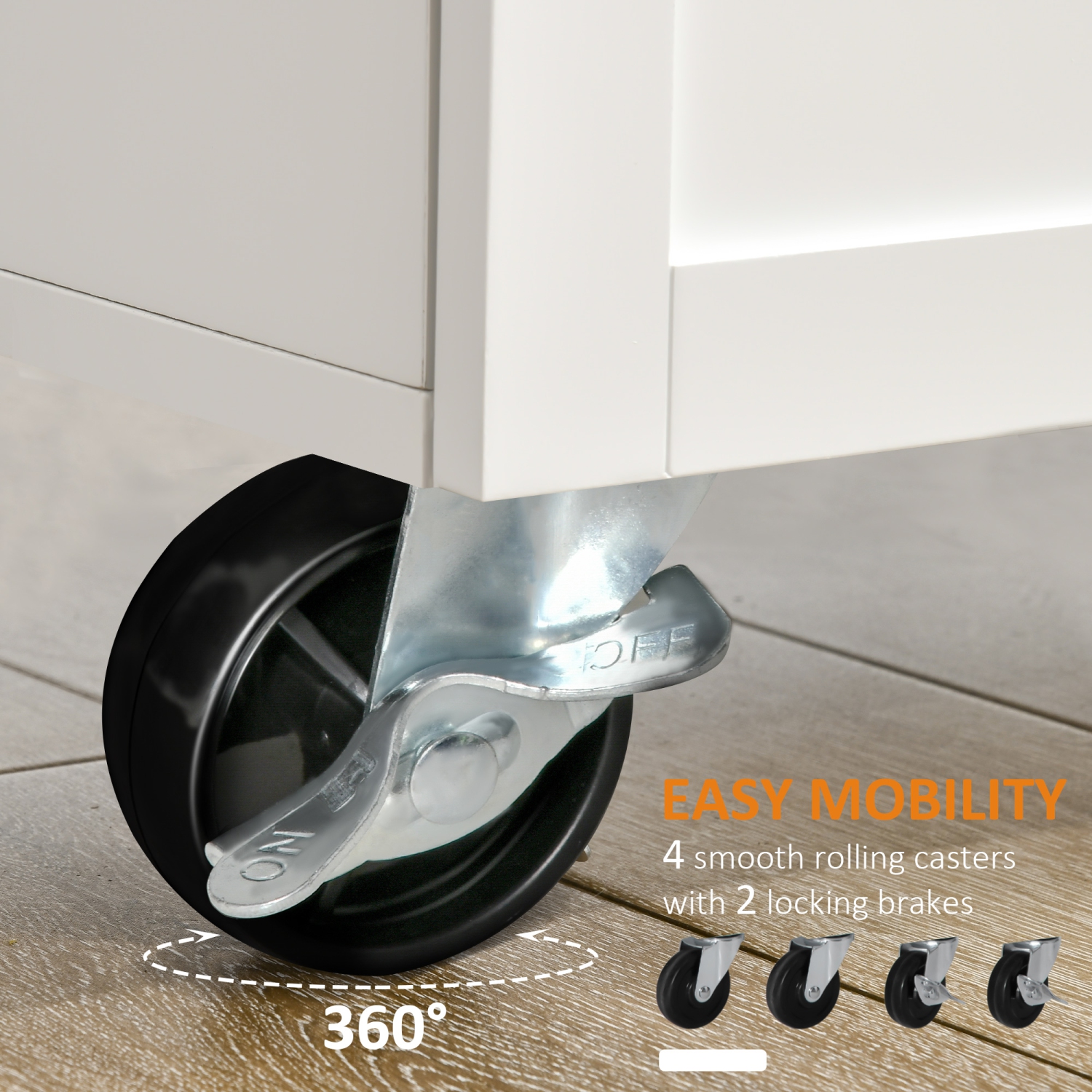 HOMCOM Rolling Kitchen Island on Wheels with Bamboo Countertop, Kitchen Cart with Storage Cabinets, Drawers, Adjustable Shelves and Towel Rack for