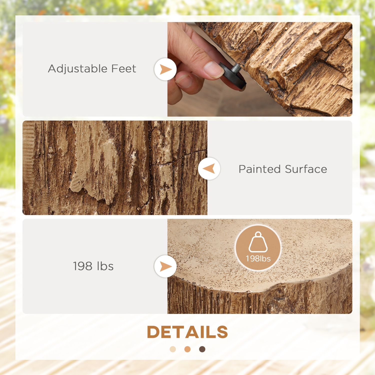 Table d'appoint au fini béton de HOMCOM, table d'appoint légère, table d'extrémité de 17 po avec 4 pieds réglables pour l'intérieur, l'extérieur,