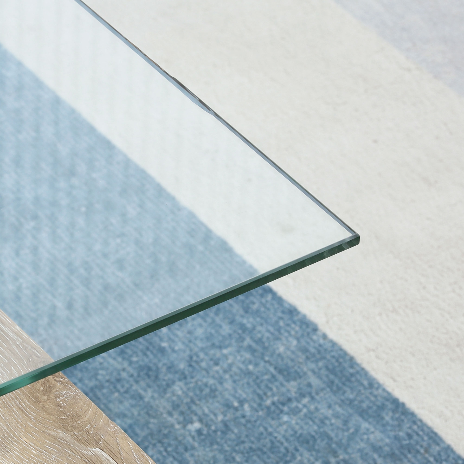 Table basse rectangulaire à 2 niveaux avec dessus en verre trempé et tablette de rangement pour salon, naturel HOMCOM, verre