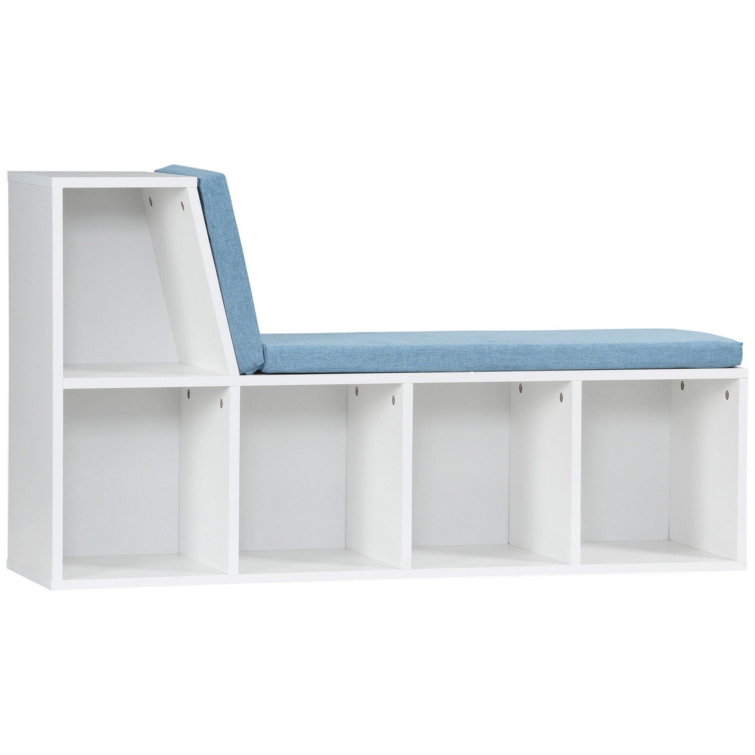 HOMCOM – Bibliothèque à 5 cubes de rangement avec coin de lecture, bibliothèque moderne avec coussin de siège, tablette de rangement pour bureau à