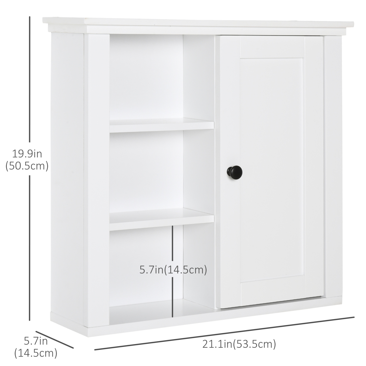 HOMCOM – Armoire murale moderne pour salle de bain, armoire à pharmacie murale, 3 tablettes ouvertes et armoire de rangement pour la cuisine dans la