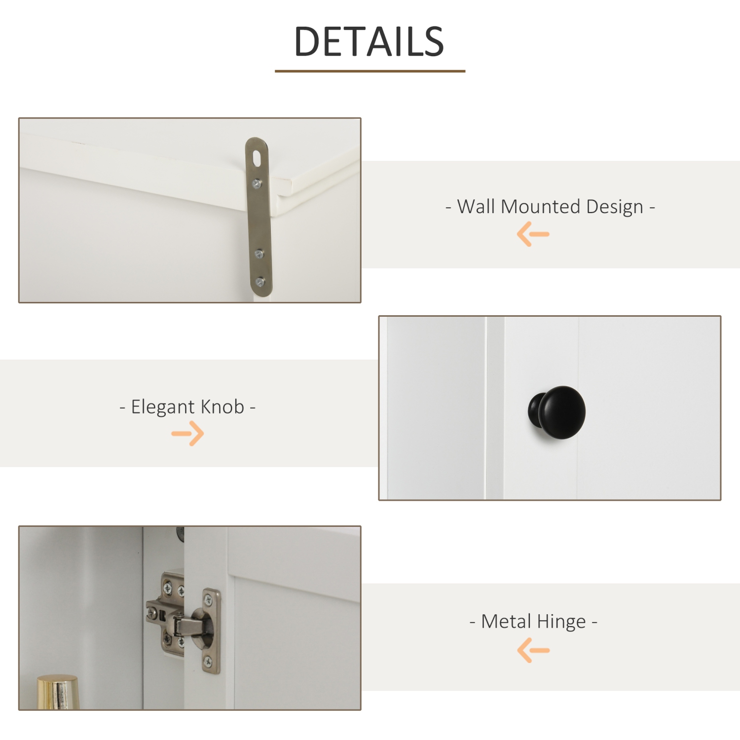 HOMCOM – Armoire murale moderne pour salle de bain, armoire à pharmacie murale, 3 tablettes ouvertes et armoire de rangement pour la cuisine dans la