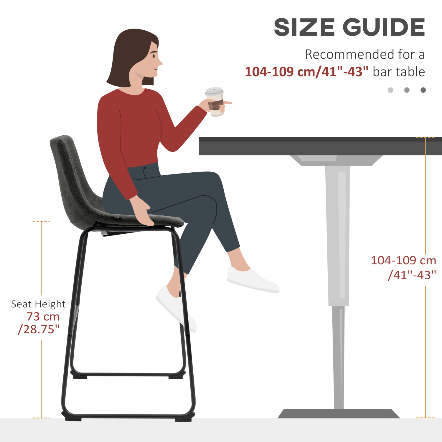 HOMCOM Bar Height Bar Stools Set of 2, Vintage PU Leather Bar Chairs, Kitchen Stools with Footrest for Home Bar, Dark Grey