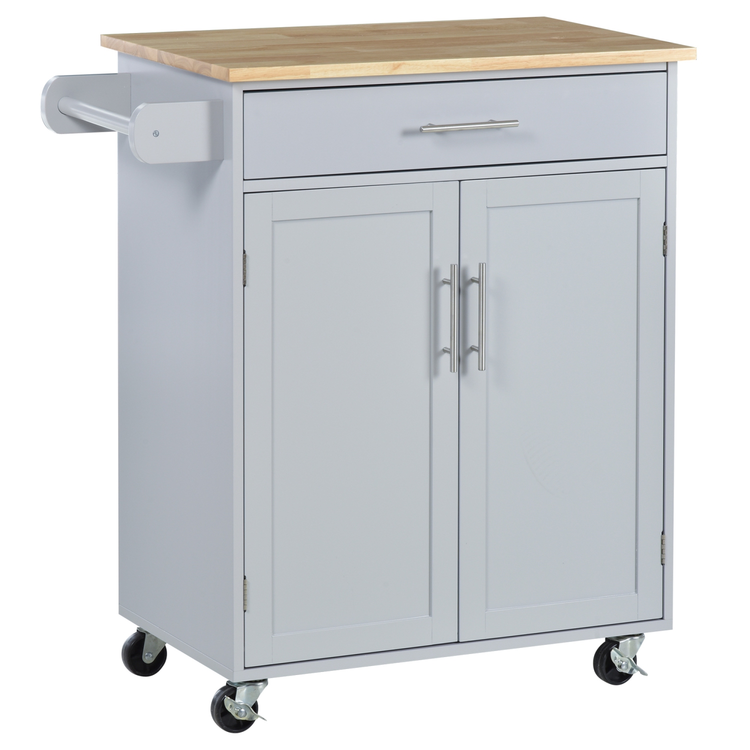 Chariot à roulettes pour îlot de cuisine avec dessus en bois, espace de rangement suffisant avec tablettes pour porte-serviettes, chariot de service