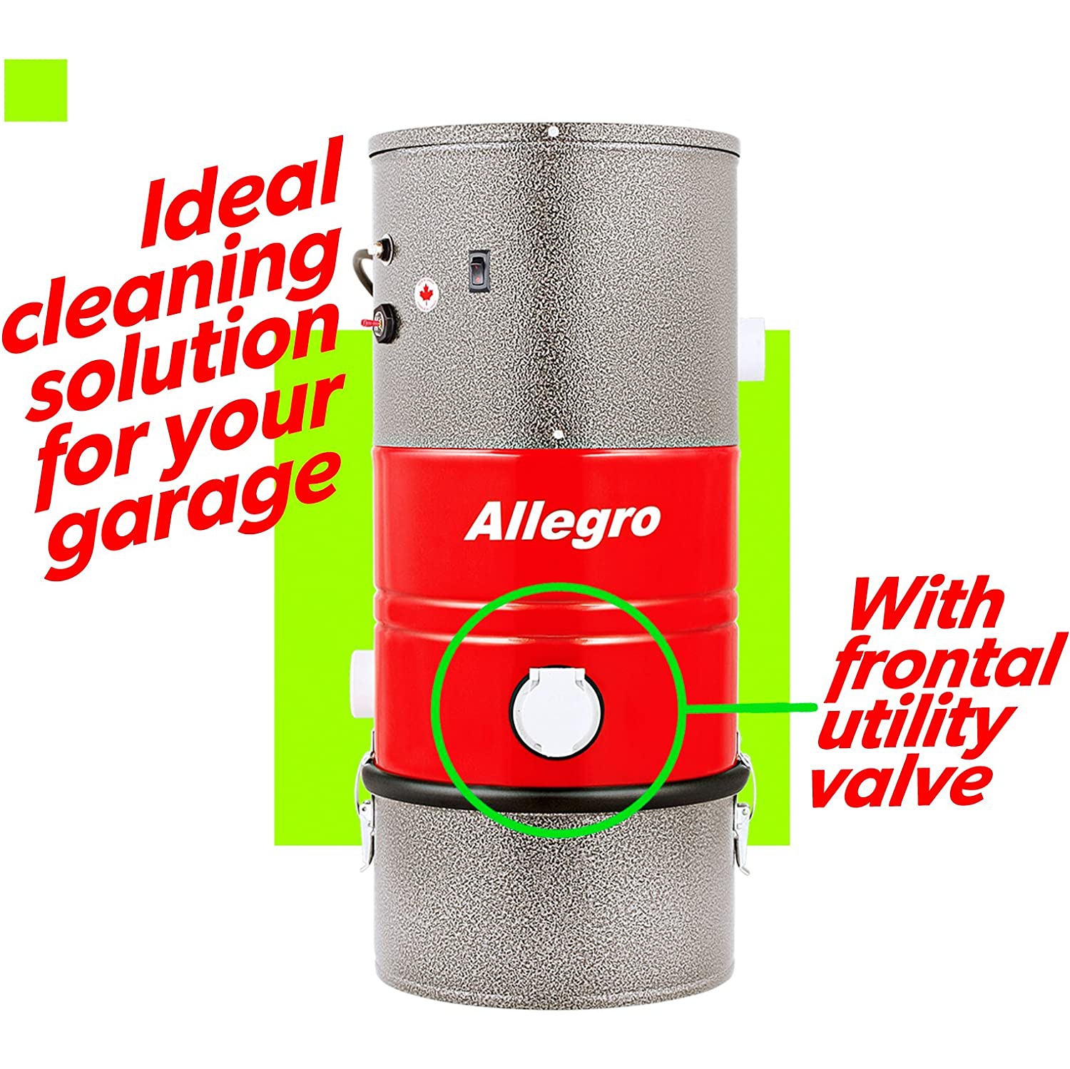Allegro – système d’aspirateur central pour garage mural et voiture POCO MU3100, fabriqué au Canada