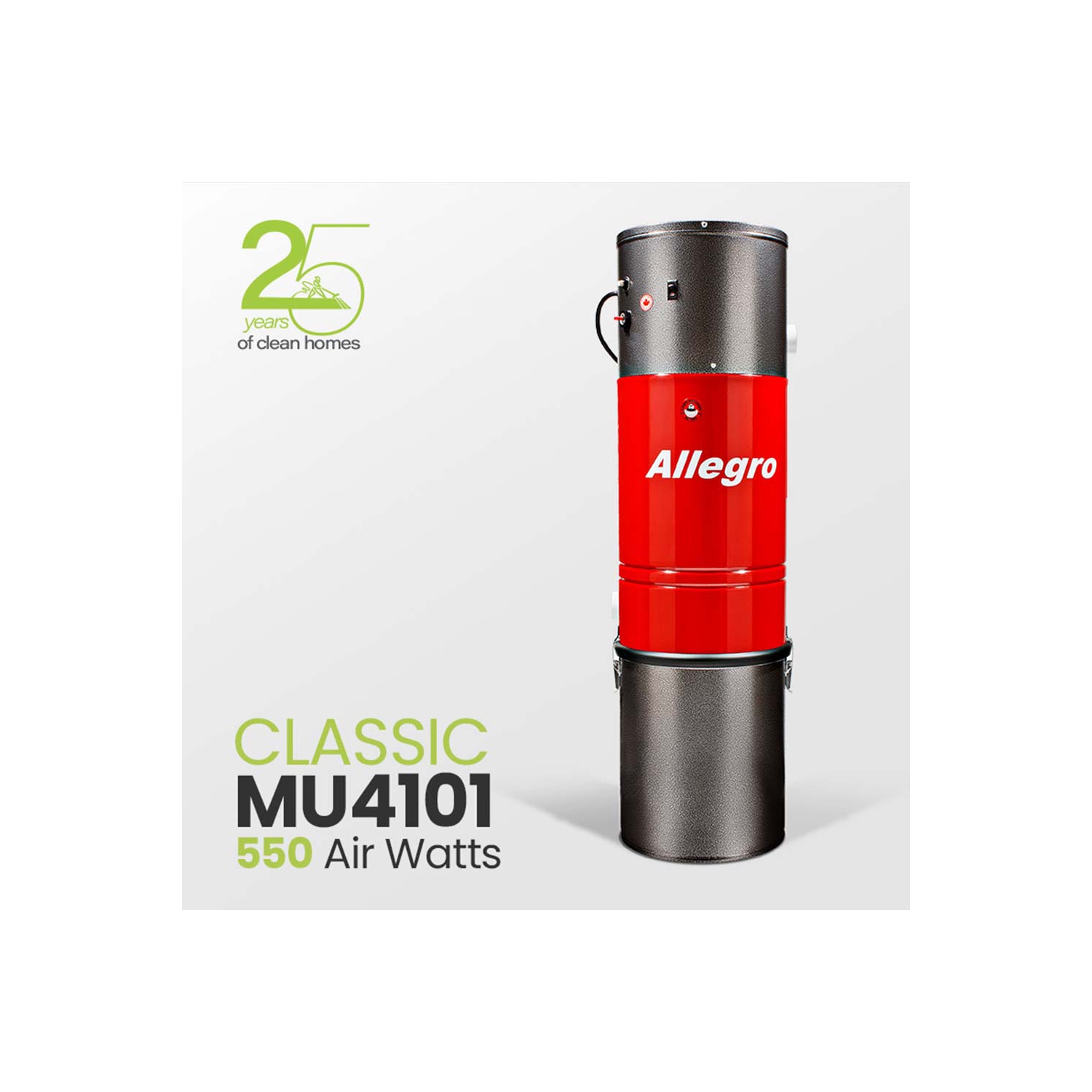 Allegro Central Vacuum System 3,000 sq ft Classic Power Unit MU4101, Hybrid Filtration