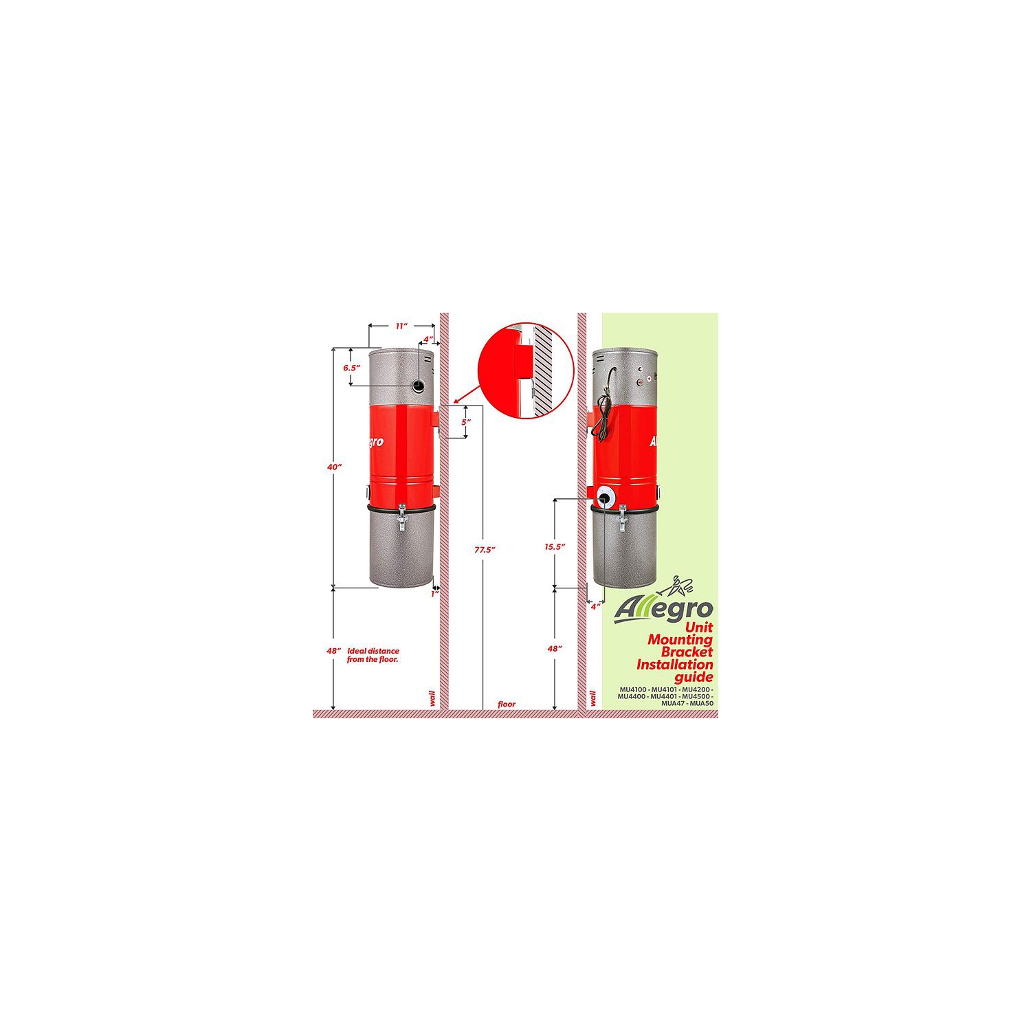 Allegro Classic MU4200 3,000 Square Foot Home Central Vacuum System Power Unit