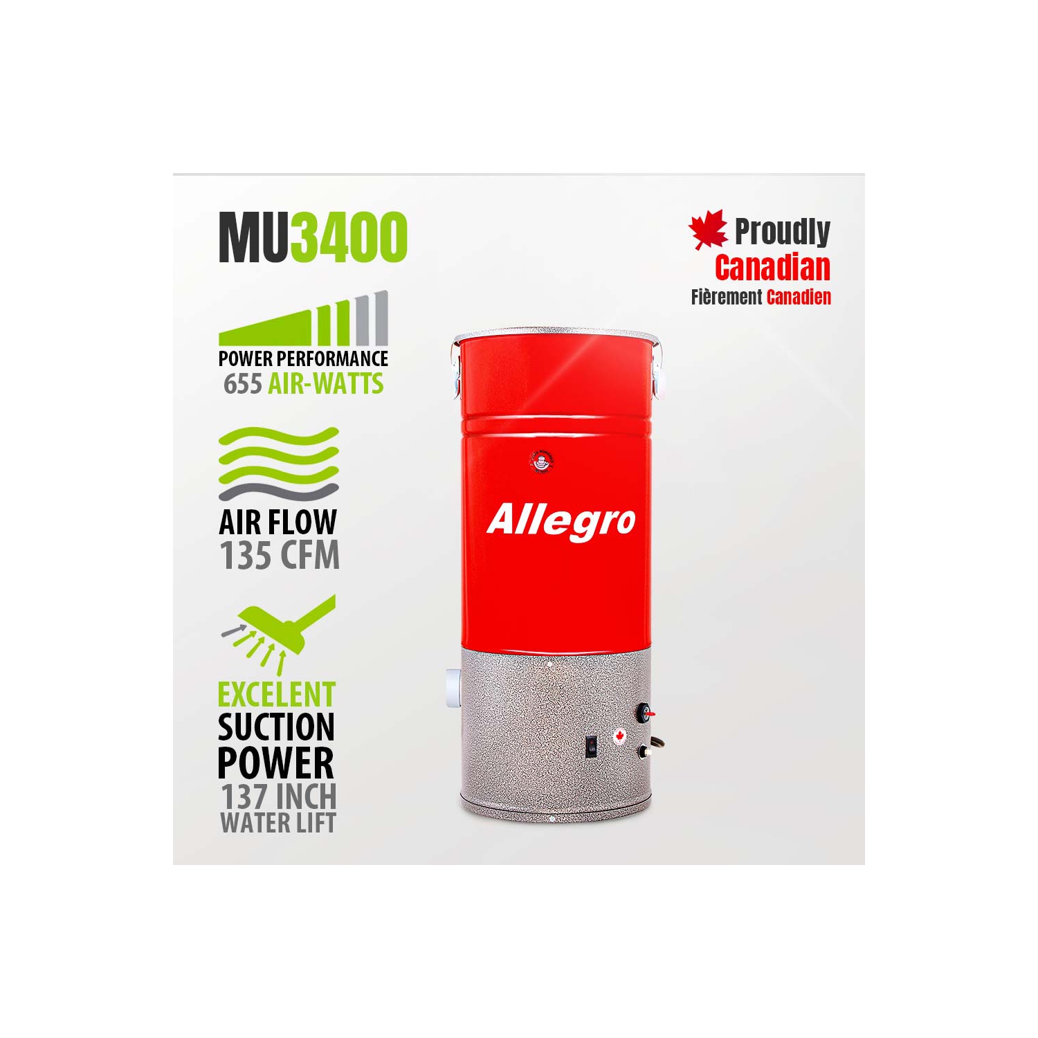 Allegro COMPACT 2,500 Square Foot Home Central Vacuum System