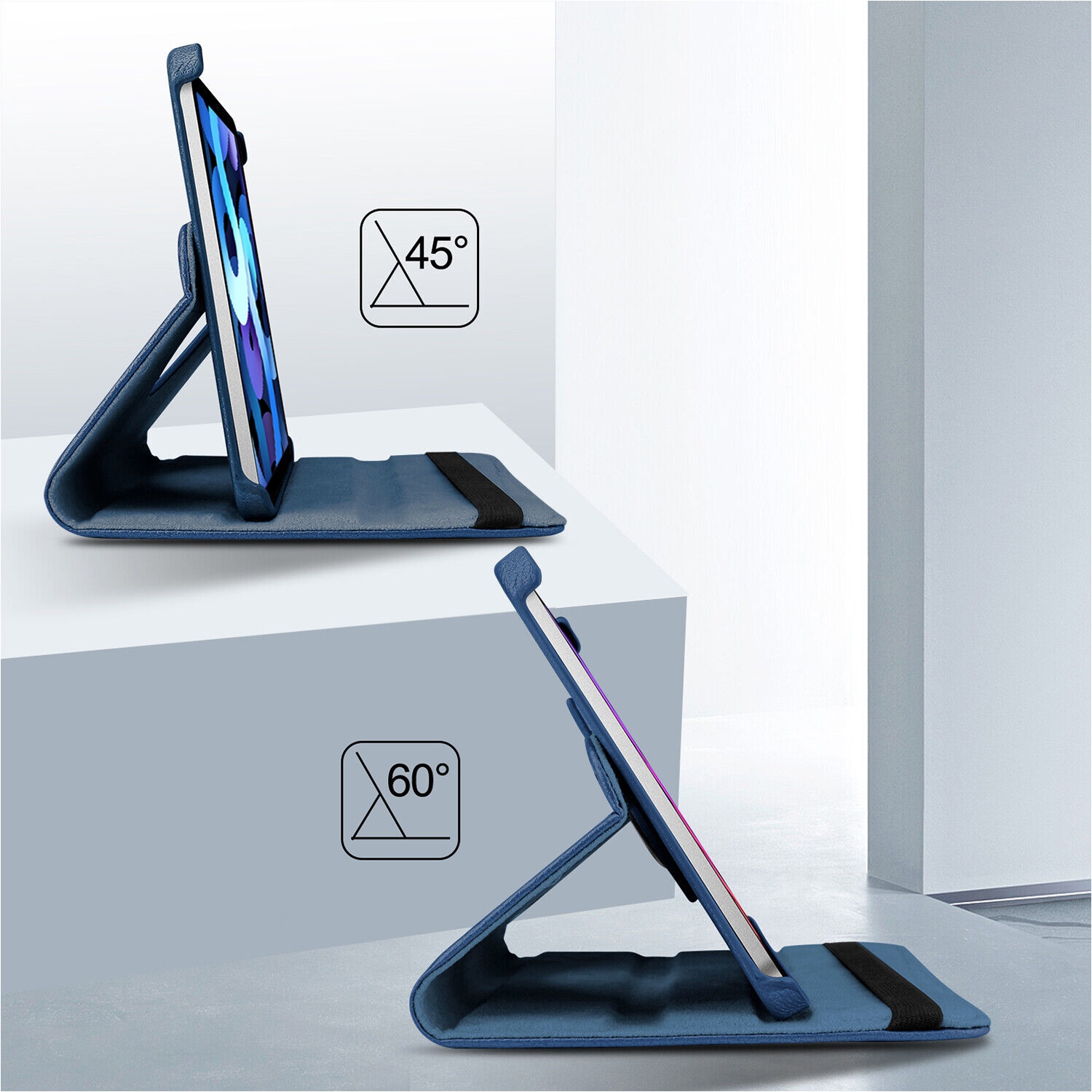 XCRS Étui folio pour Apple iPad 10e génération 10,9 pouces Housse pivotante à 360°, affichage multi-angle, réveil/veille automatique en cuir PU avec
