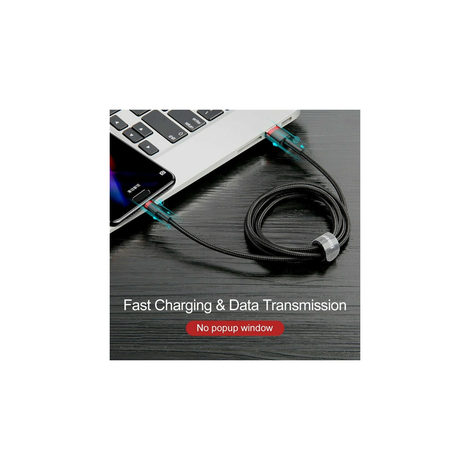 Câble USB-C à recharge rapide de 2M m de Baseus pour Samsung Galaxy S21 S10 S9 S8 S20 plus/Ultra A22 A40 A52 A70, LG V20 S série A Note Tab LG HTC