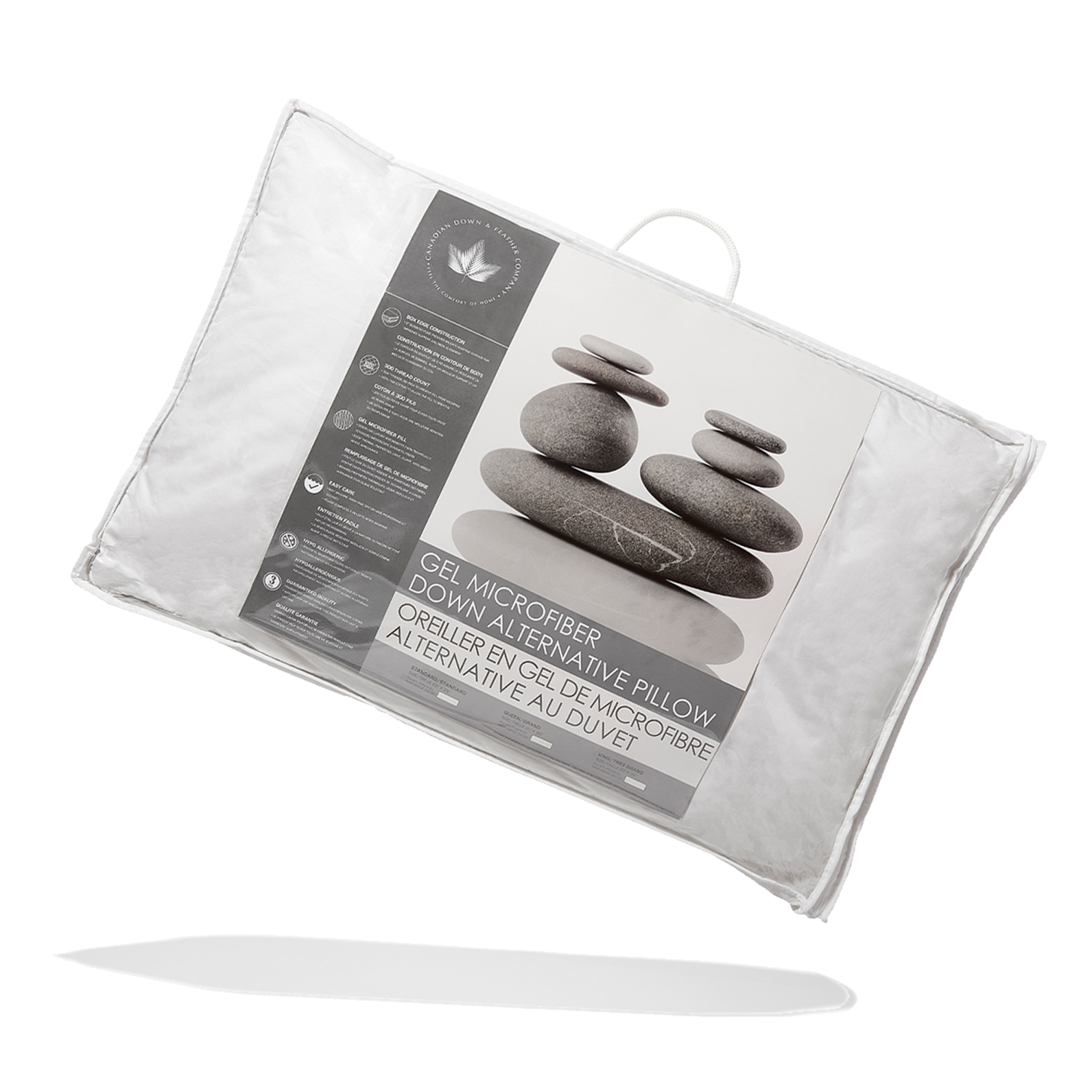 Canadian Down & Feather Co - Gel Microfiber Down Alternative Pillow - Standard, Medium Support - 2 Pack