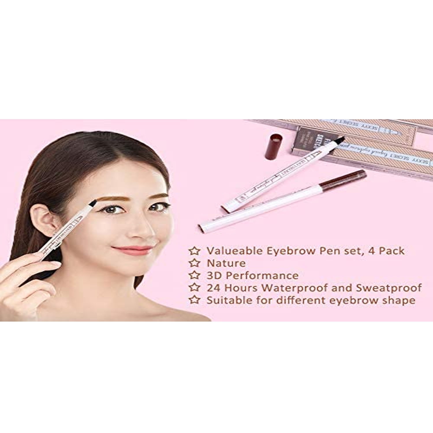 Microblading Eyebrow Pen Makeup with a Micro-Fork Tip Applicator Sketch Liquid Eyebrow Pencil