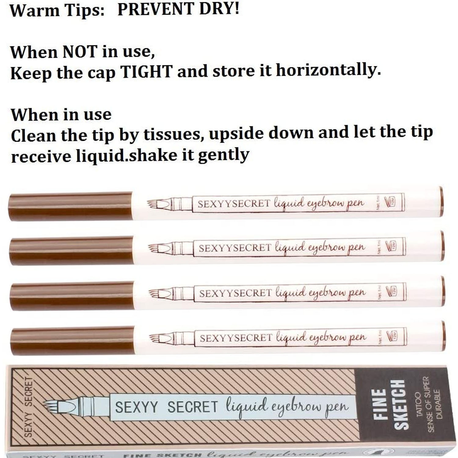 Microblading Eyebrow Pen Makeup with a Micro-Fork Tip Applicator Sketch Liquid Eyebrow Pencil