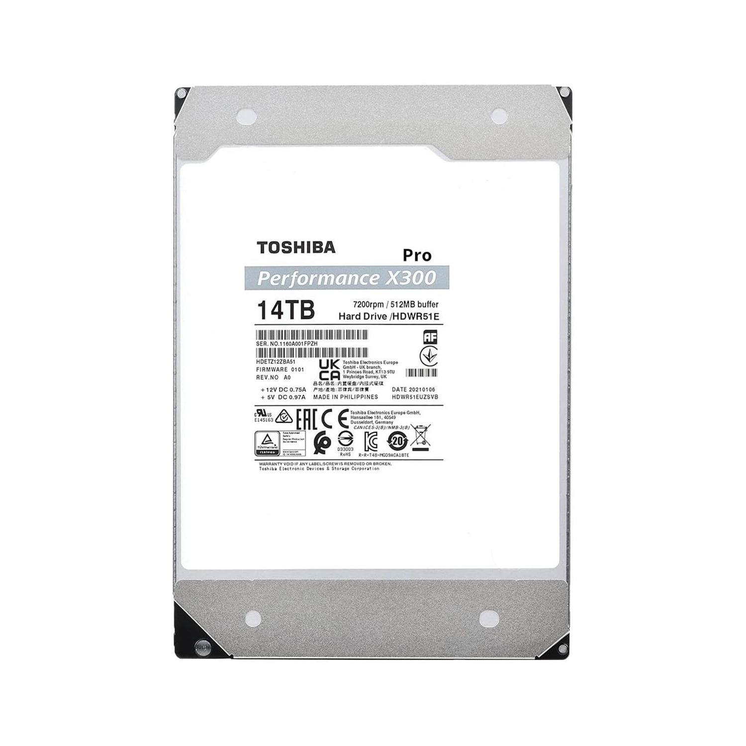 Disque dur interne X300 PRO 14&nbsp;To de 3,5&nbsp;po de Toshiba – Charge de travail maximale 300&nbsp;To/an CMR SATA 6&nbsp;Gb/s 7200&nbsp;tr/min