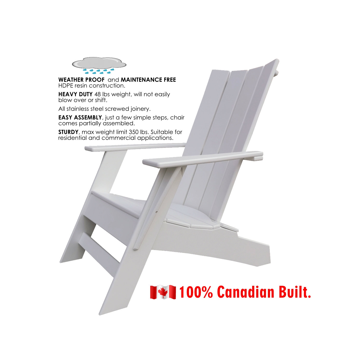 Chaise Adirondack moderne Sunbreeze en résine HDPE