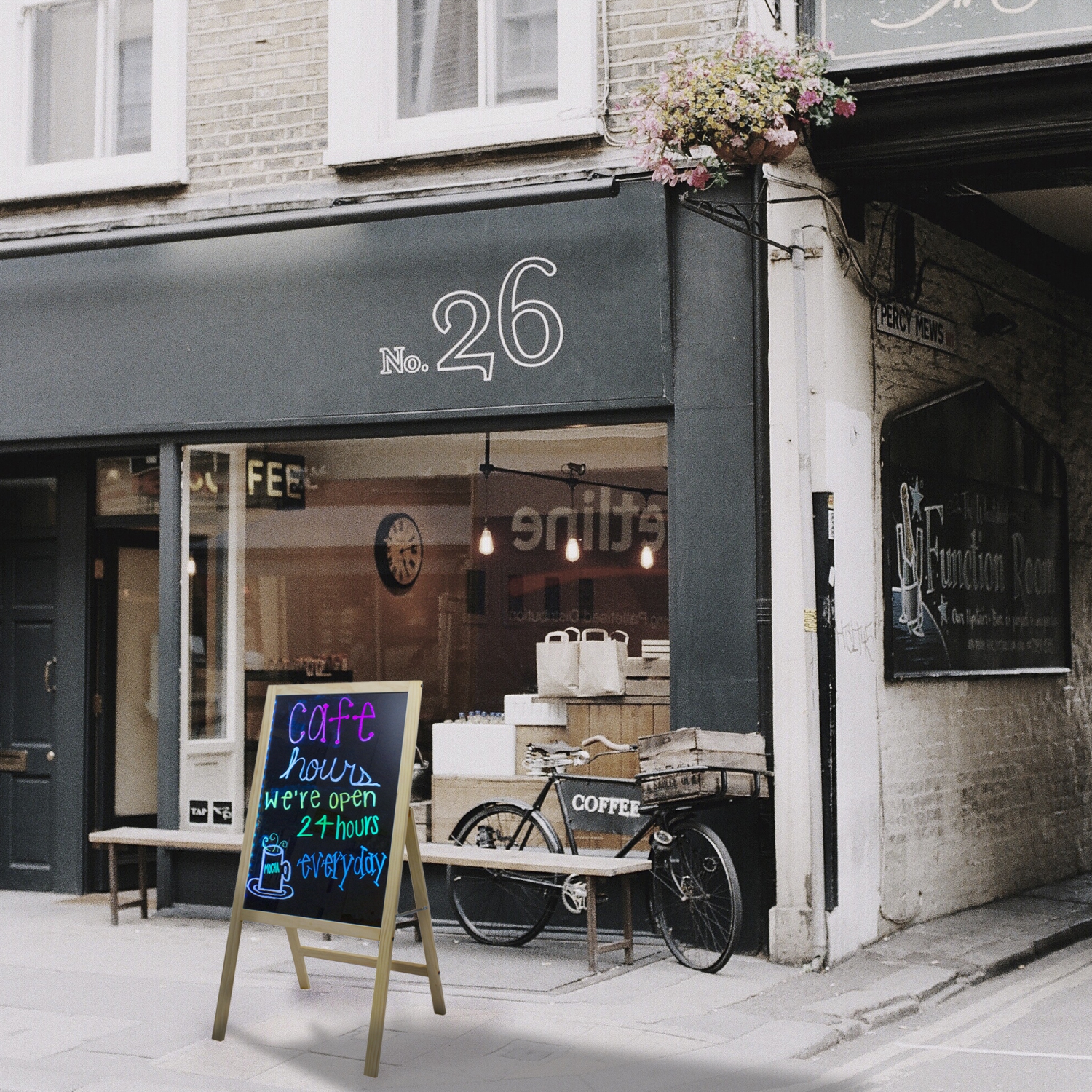 Tableau d'écriture lumineux LED sur chevalet en bois de 40,5&nbsp;po