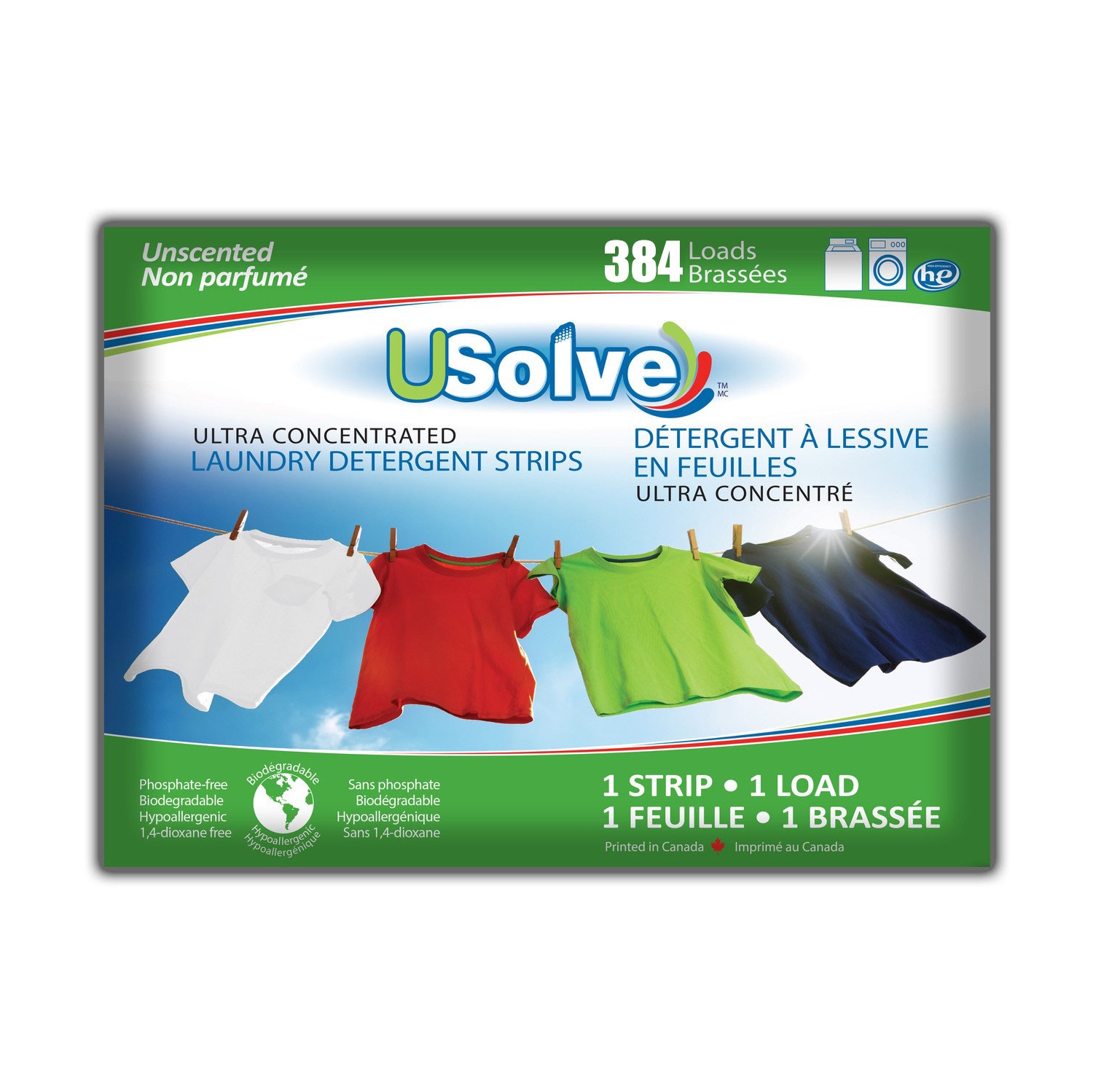 USolve Laundry Detergent Strips - Spring Breeze - 384 Loads