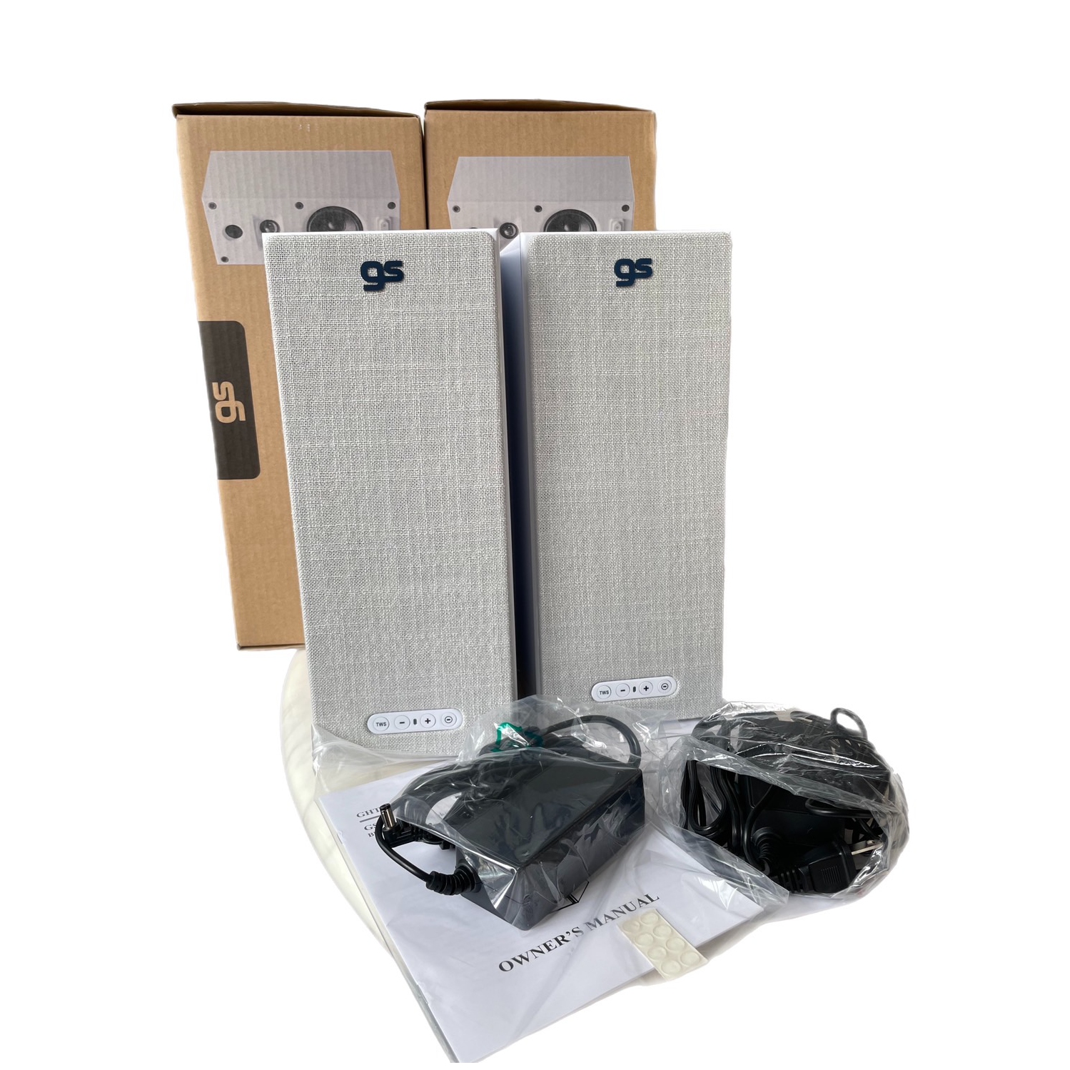 GS CLEO Bookshelf Speaker White colour, per pair, Bluetooth 5.0, 24V/DC 2A input configuration, unit size: 320*130*162.5mm